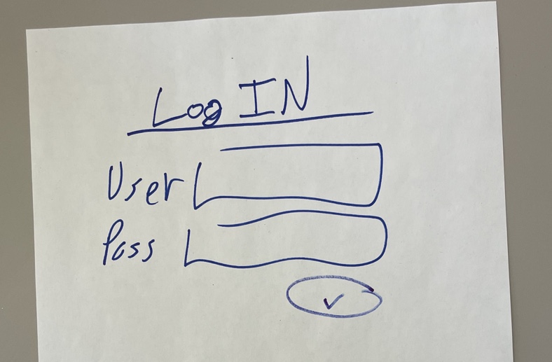 a poorly drawn sketch of the login page